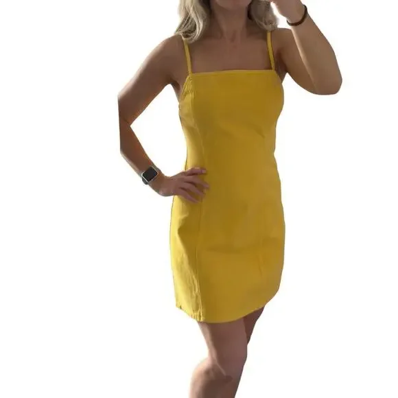 BDG retro denim yellow mini dress small - Picture 8 of 12